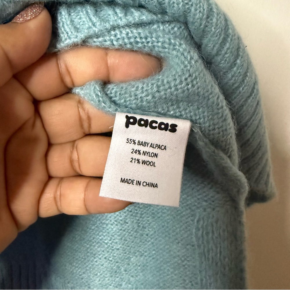 Pacas Alpaca Baby Blue Mock Neck Sweater - Picture 6 of 6